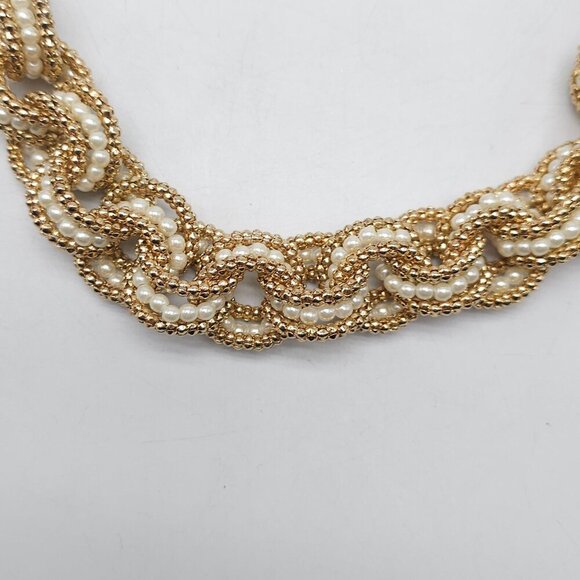 Elegant Gold Faux Pearl Beaded Chain Necklace With Adjustable Lobster Clasp For - Picture 6 of 7